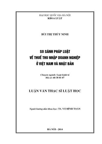Luận văn So sánh pháp luật về thuế thu nhập doanh nghiệp ở Việt Nam và Nhật Bản