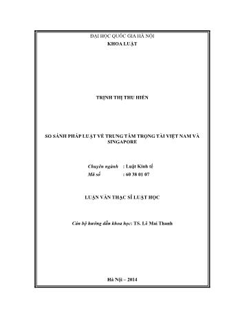 Luận văn So sánh pháp luật về trung tâm trọng tài Việt Nam và Singapore