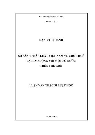 Luận văn So sánh pháp luật Việt Nam về cho thuê lại lao động với một số nước trên thế giới