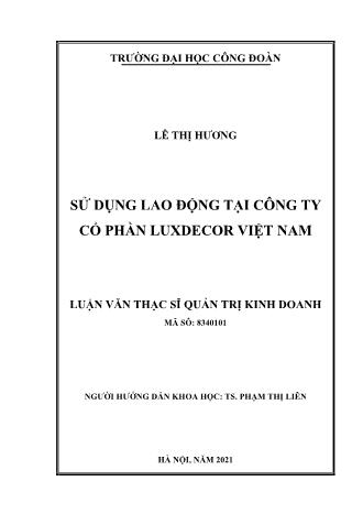 Luận văn Sử dụng lao động tại công ty cổ phần LUXDECOR Việt Nam