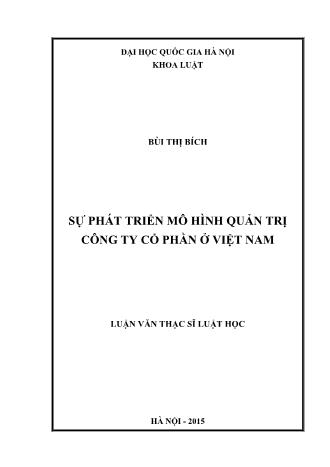 Luận văn Sự phát triển mô hình quản trị công ty cổ phần ở Việt Nam