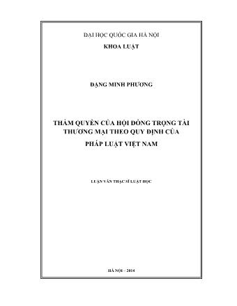 Luận văn Thẩm quyền của hội đồng trọng tài thương mại theo quy định của pháp luật Việt Nam