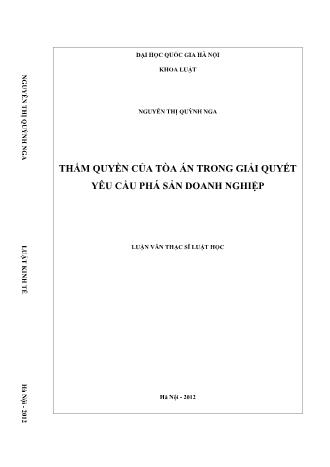 Luận văn Thẩm quyền của tòa án trong giải quyết yêu cầu phá sản doanh nghiệp