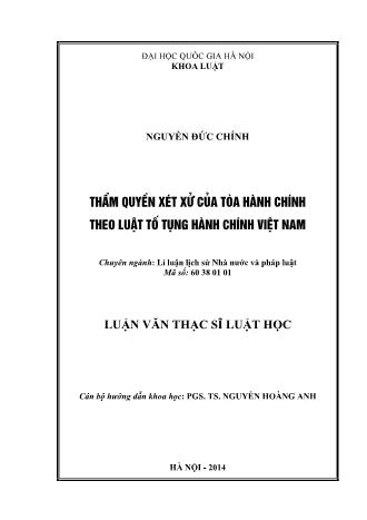 Luận văn Thẩm quyền xét xử của tòa hành chính theo luật tố tụng hành chính Việt Nam