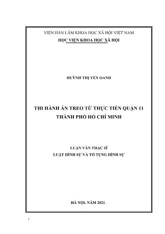 Luận văn Thi hành án treo từ thực tiễn Quận 11 Thành phố Hồ Chí Minh