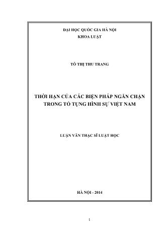 Luận văn Thời hạn của các biện pháp ngăn chặn trong tố tụng hình sự Việt Nam