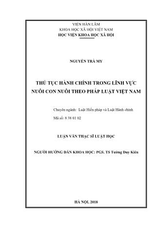 Luận văn Thủ tục hành chính trong lĩnh vực nuôi con nuôi theo pháp luật Việt Nam