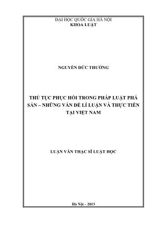 Luận văn Thủ tục phục hồi trong pháp luật phá sản – những vấn đề lí luận và thực tiễn tại Việt Nam