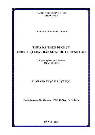 Luận văn Thừa kế theo di chúc trong bộ luật dân sự nước CHDCND Lào