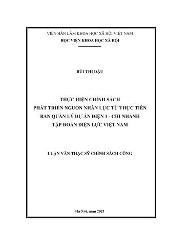 Luận văn Thực hiện chính sách phát triển nguồn nhân lực từ thực tiễn ban quản lý dự án điện 1 - Chi nhánh tập đoàn điện lực Việt Nam