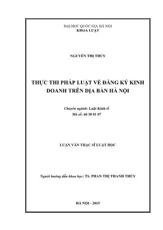 Luận văn Thực thi pháp luật về đăng ký kinh doanh trên địa bàn Hà Nội