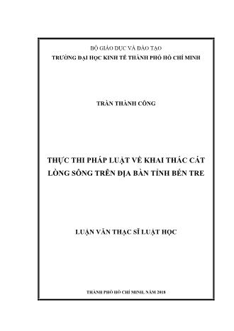 Luận văn Thực thi pháp luật về khai thác cát lòng sông trên địa bàn tỉnh Bến Tre