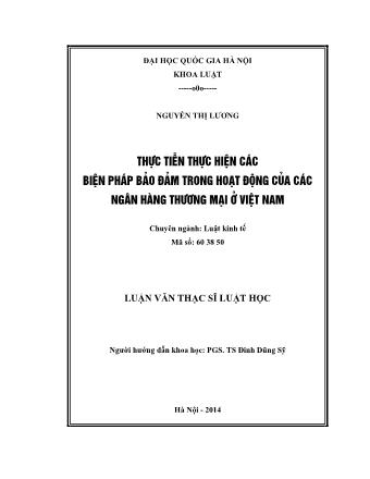 Luận văn Thực tiễn thực hiện các biện pháp bảo đảm trong hoạt động của các ngân hàng thương mại ở Việt Nam