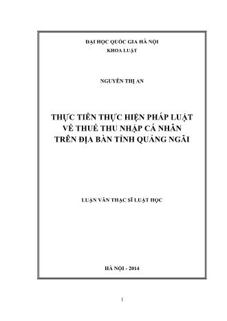 Luận văn Thực tiễn thực hiện pháp luật về thuế thu nhập cá nhân trên địa bàn tỉnh Quảng Ngãi