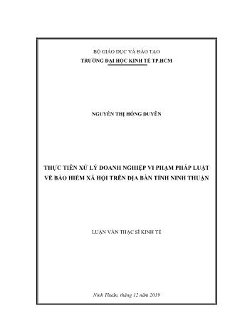 Luận văn Thực tiễn xử lý doanh nghiệp vi phạm pháp luật về bảo hiểm xã hội trên địa bàn tỉnh Ninh Thuận