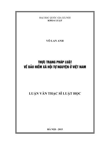 Luận văn Thực trạng pháp luật về bảo hiểm xã hội tự nguyện ở Việt Nam