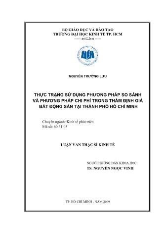 Luận văn Thực trạng sử dụng phương pháp so sánh và phương pháp chi phí trong thẩm định giá bất động sản tại Thành phố Hồ Chí Minh