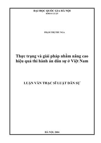 Luận văn Thực trạng và giải pháp nhằm nâng cao hiệu quả thi hành án dân sự ở Việt Nam