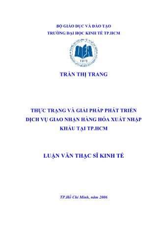 Luận văn Thực trạng và giải pháp phát triển dịch vụ giao nhận hàng hóa xuất nhập khẩu tại TP HCM