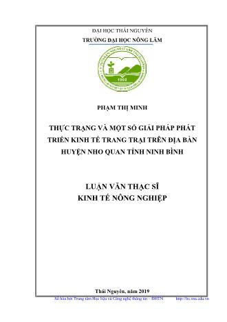 Luận văn Thực trạng và một số giải pháp phát triển kinh tế trang trại trên địa bàn huyện Nho Quan tỉnh Ninh Bình