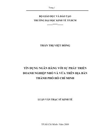 Luận văn Tín dụng ngân hàng với sự phát triển doanh nghiệp nhỏ và vừa trên địa bàn Thành phố Hồ Chí Minh