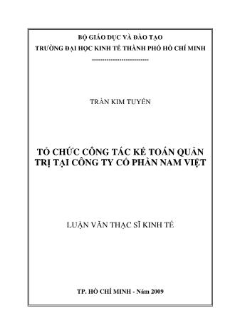 Luận văn Tổ chức công tác kế toán quản trị tại công ty cổ phần Nam Việt