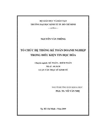 Luận văn Tổ chức hệ thống kế toán doanh nghiệp trong điều kiện tin học hóa