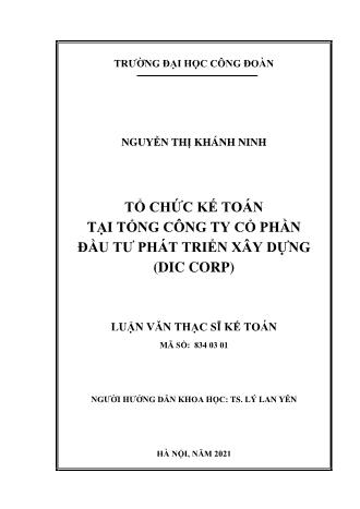 Luận văn Tổ chức kế toán tại tổng công ty cổ phần đầu tư phát triển xây dựng (DIC CORP)