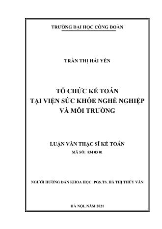 Luận văn Tổ chức kế toán tại viện sức khỏe nghề nghiệp và môi trường