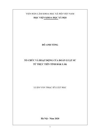 Luận văn Tổ chức và hoạt động của đoàn luật sư từ thực tiễn tỉnh Đăk Lăk
