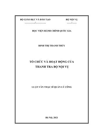 Luận văn Tổ chức và hoạt động của thanh tra bộ nội vụ