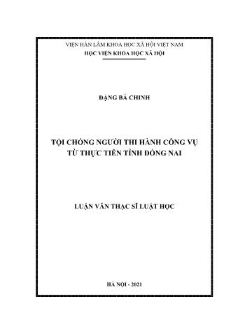 Luận văn Tội chống người thi hành công vụ từ thực tiễn tỉnh Đồng Nai