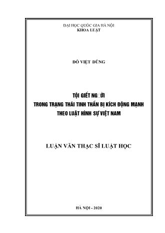 Luận văn Tội giết người trong trạng thái tinh thần bị kích động mạnh theo Luật hình sự Việt Nam