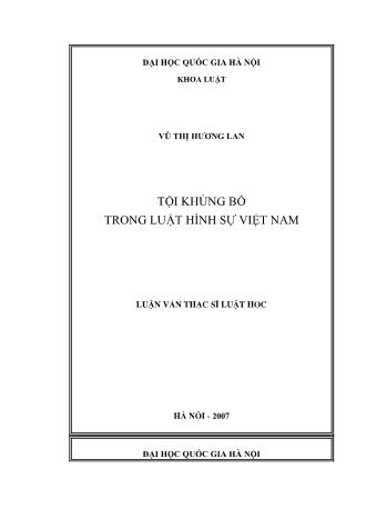 Luận văn Tội khủng bố trong luật hình sự Việt Nam