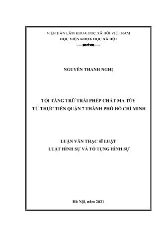 Luận văn Tội tàng trữ trái phép chất ma túy từ thực tiễn Quận 7 Thành phố Hồ Chí Minh