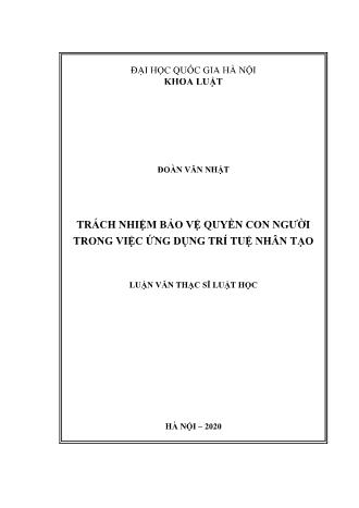 Luận văn Trách nhiệm bảo vệ quyền con người trong việc ứng dụng trí tuệ nhân tạo