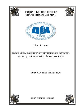 Luận văn Trách nhiệm bồi thường thiệt hại ngoài hợp đồng: Pháp luật và thực tiễn xét xử tại Cà Mau