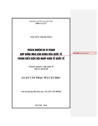 Luận văn Trách nhiệm do vi phạm hợp đồng mua bán hàng hóa quốc tế trong điều kiện hội nhập kinh tế quốc tế