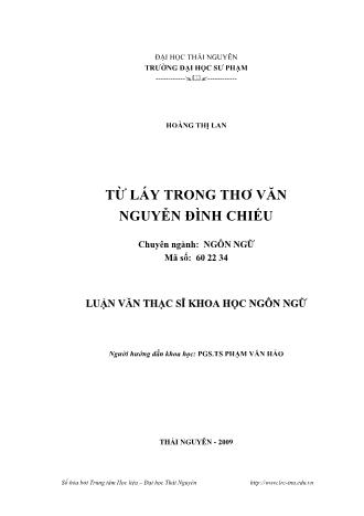 Luận văn Từ láy trong thơ văn Nguyễn Đình Chiểu