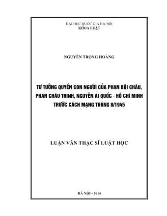 Luận văn Tư tưởng quyền con người của Phan Bội Châu, Phân Châu Trinh, Nguyễn Ái Quốc - Hồ Chí Minh trước cách mạng Tháng 8/1945