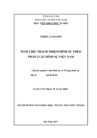 Luận văn Tuổi chịu trách nhiệm hình sự theo pháp luật hình sự Việt Nam