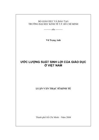 Luận văn Ước lượng suất sinh lợi của giáo dục ở Việt Nam