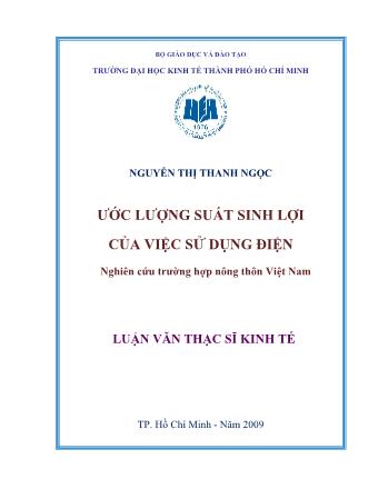 Luận văn Ước lượng suất sinh lợi của việc sử dụng điện - Nghiên cứu trường hợp nông thôn Việt Nam