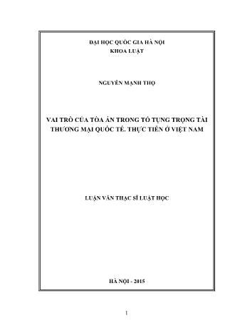 Luận văn Vai trò của tòa án trong tố tụng trọng tài thương mại quốc tế: Thực tiễn ở Việt Nam