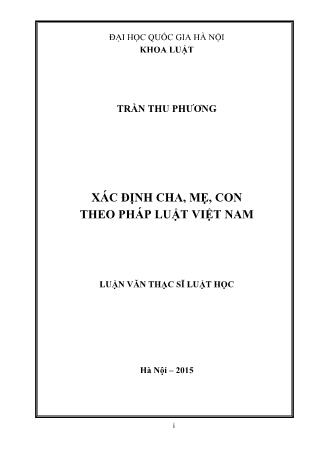 Luận văn Xác định cha, mẹ, con theo pháp luật Việt Nam