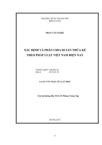 Luận văn Xác định và phân chia di sản thừa kế theo pháp luật Việt Nam hiện nay