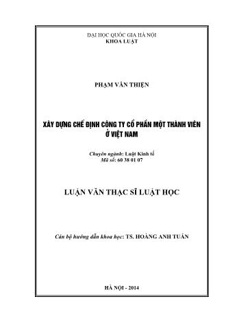 Luận văn Xây dựng chế định công ty cổ phần một thành viên ở Việt Nam