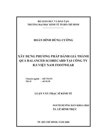 Luận văn Xây dựng phương pháp đánh giá thành quả balanced scorecard tại công ty B.S Việt Nam Footwear