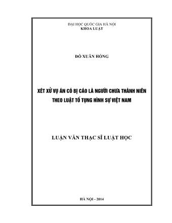 Luận văn Xét xử vụ án có bị cáo là người chưa thành niên theo luật tố tụng hình sự Việt Nam