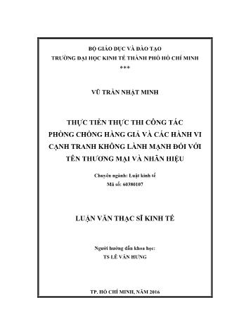 Thực tiễn thực thi công tác phòng chống hàng giả và các hành vi cạnh tranh không lành mạnh đối với tên thương mại và nhãn hiệu